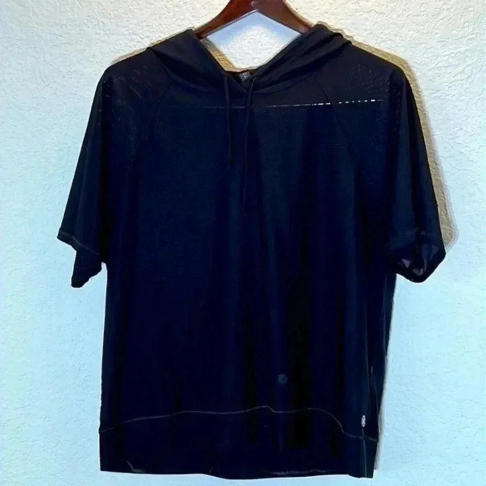 GAIAM Black Short Sleeve Mesh Hoodie Size L